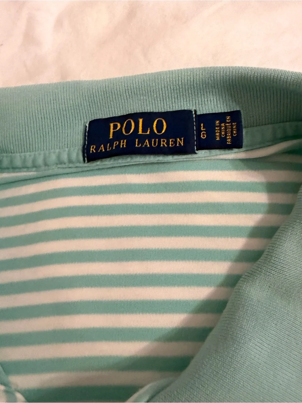 Polo‎ by Ralph Lauren Mint and White Striped Polo Shirt